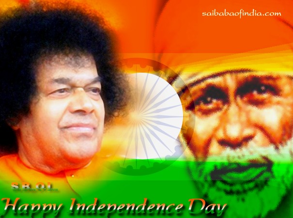 Sai Baba theme independence day greeting cards "15th August"