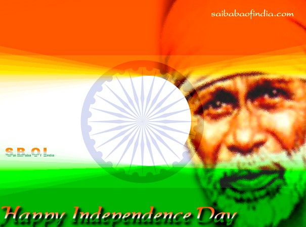 Sai Baba theme independence day greeting cards "15th August"