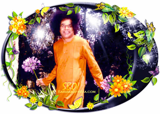 SRI SATHYA SAI BABA HOLDING FLOWERS