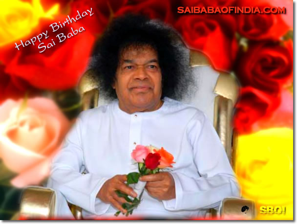 SAI- BABA IN WHITE- ROBE- 83RD BIRTHDAY